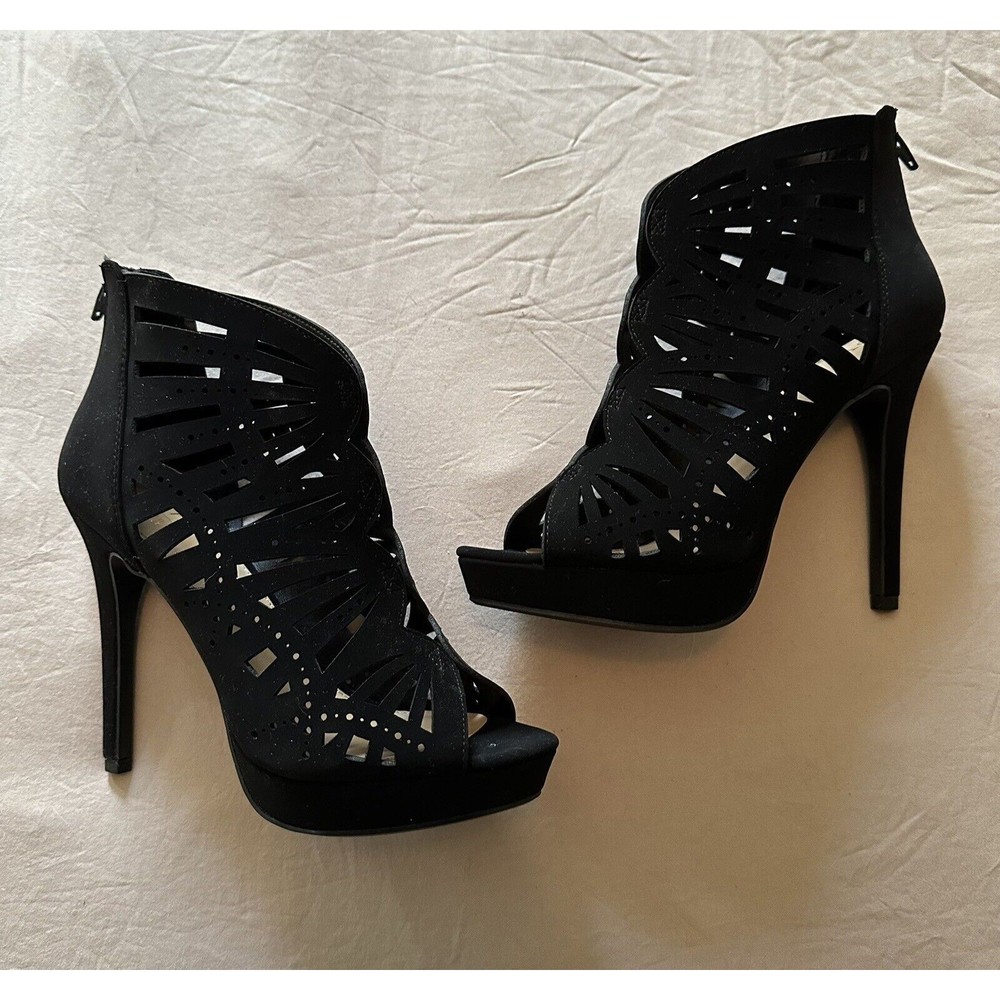 Women Stilettos Sandal Boots High Heel Pumps zipper in the back Shoe Size 8